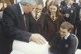 Taoiseach interacting with students