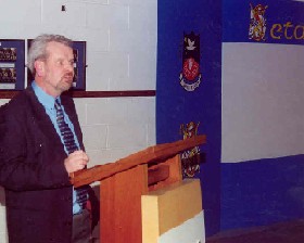 Ray presenting to Setanta Launch